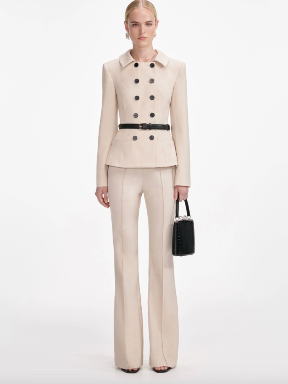 self-portrait Beige Twill Jumpsuit SS2026 - Size: US8 - MSRP $755 - NWT